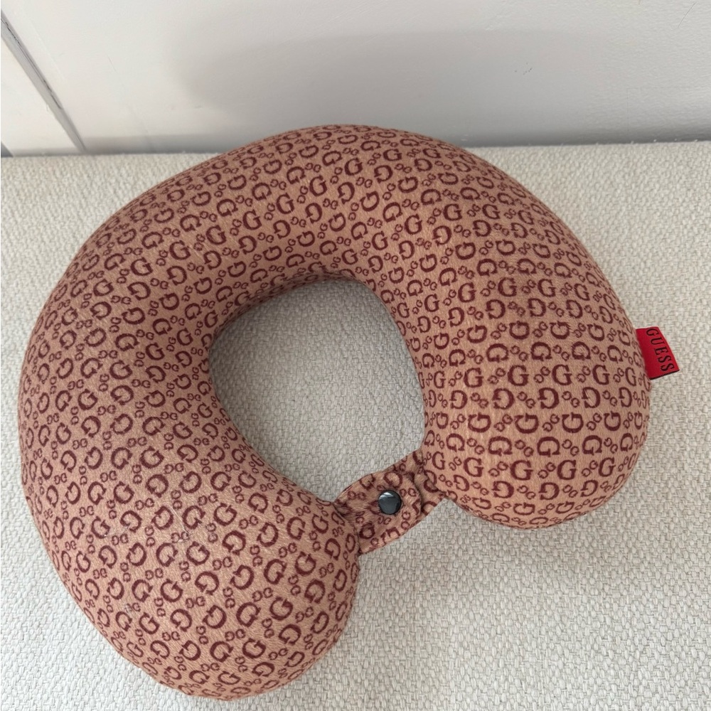 Guess Tan Monogram Travel Pillow
